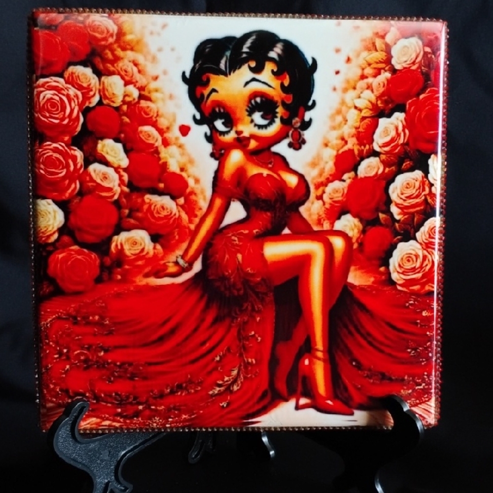 Hand Crafted Red and Black Ceramic Art